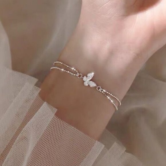 Jewelry - NEW 925 Silver Diamond Butterfly Bracelet E